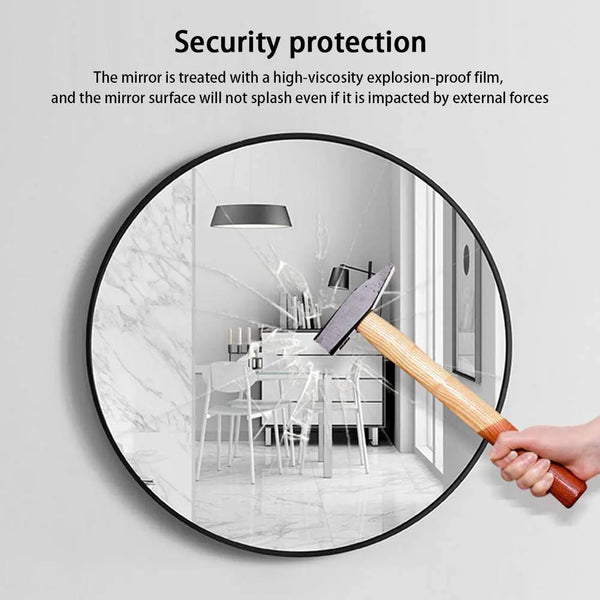 Slim Design 50CM Black Bathroom, Living Room, Hallway Mirror Round Mirror Wall Decor Metal Frame Deals499