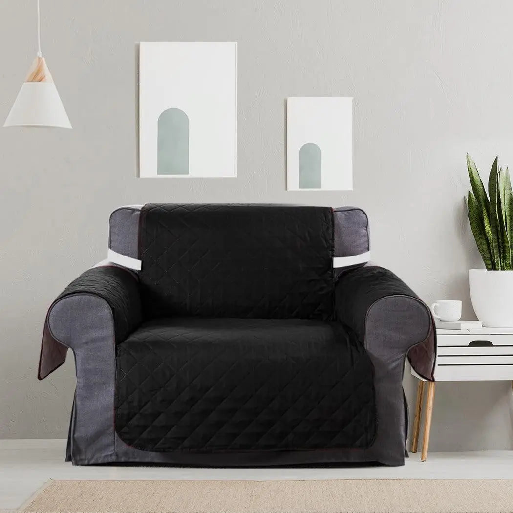 Sofa Cover Couch Lounge Protector Quilted Slipcovers Waterproof Black 173cm x 200cm Deals499