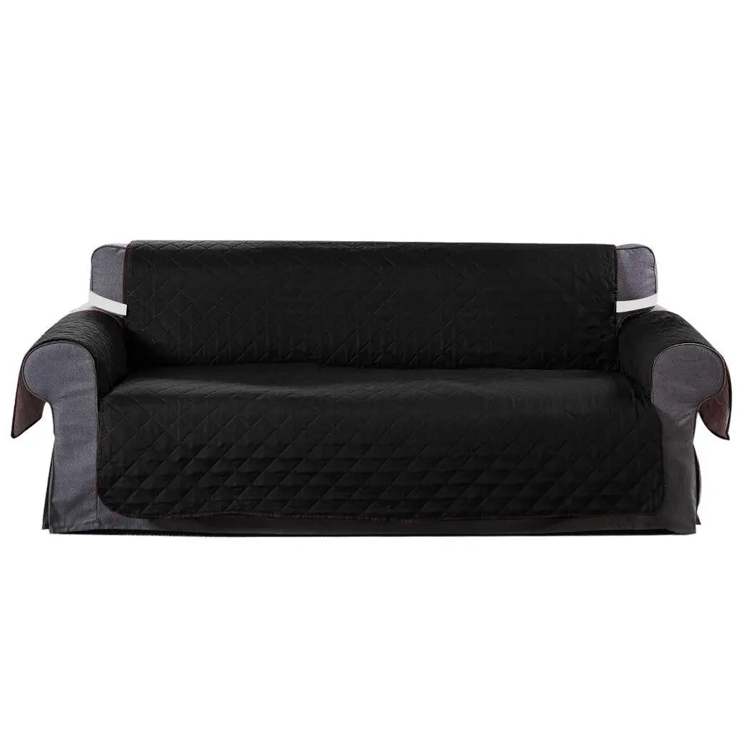Sofa Cover Couch Lounge Protector Quilted Slipcovers Waterproof Black 335cm x 218cm Deals499