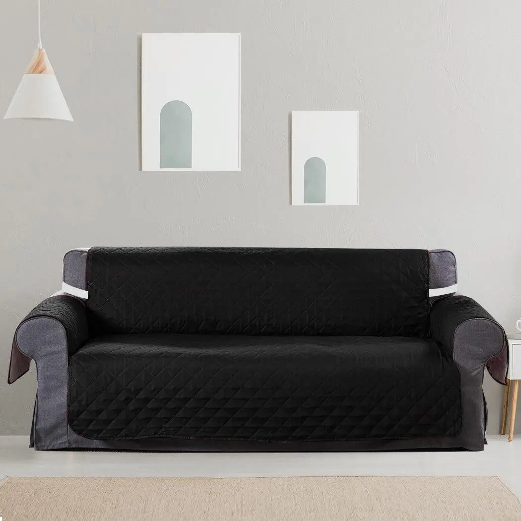 Sofa Cover Couch Lounge Protector Quilted Slipcovers Waterproof Black 335cm x 218cm Deals499