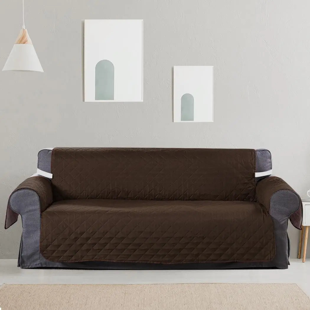 Sofa Cover Couch Lounge Protector Quilted Slipcovers Waterproof Coffee 335cm x 218cm Deals499