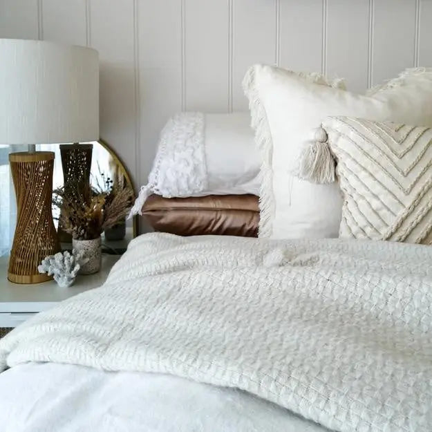 Soho Throw - Wool Blend - Ivory Deals499