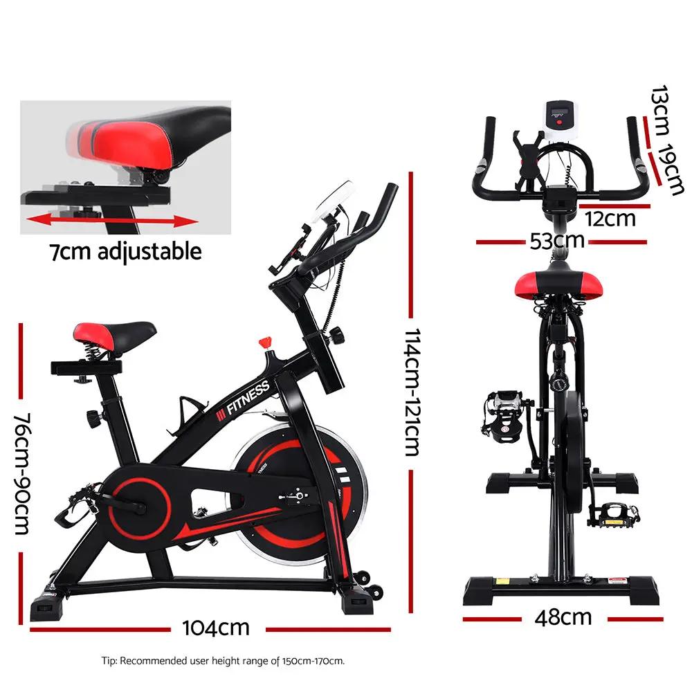 Spin Exercise Bike Flywheel Fitness Commercial Home Workout Gym Machine Bonus Phone Holder Black Deals499