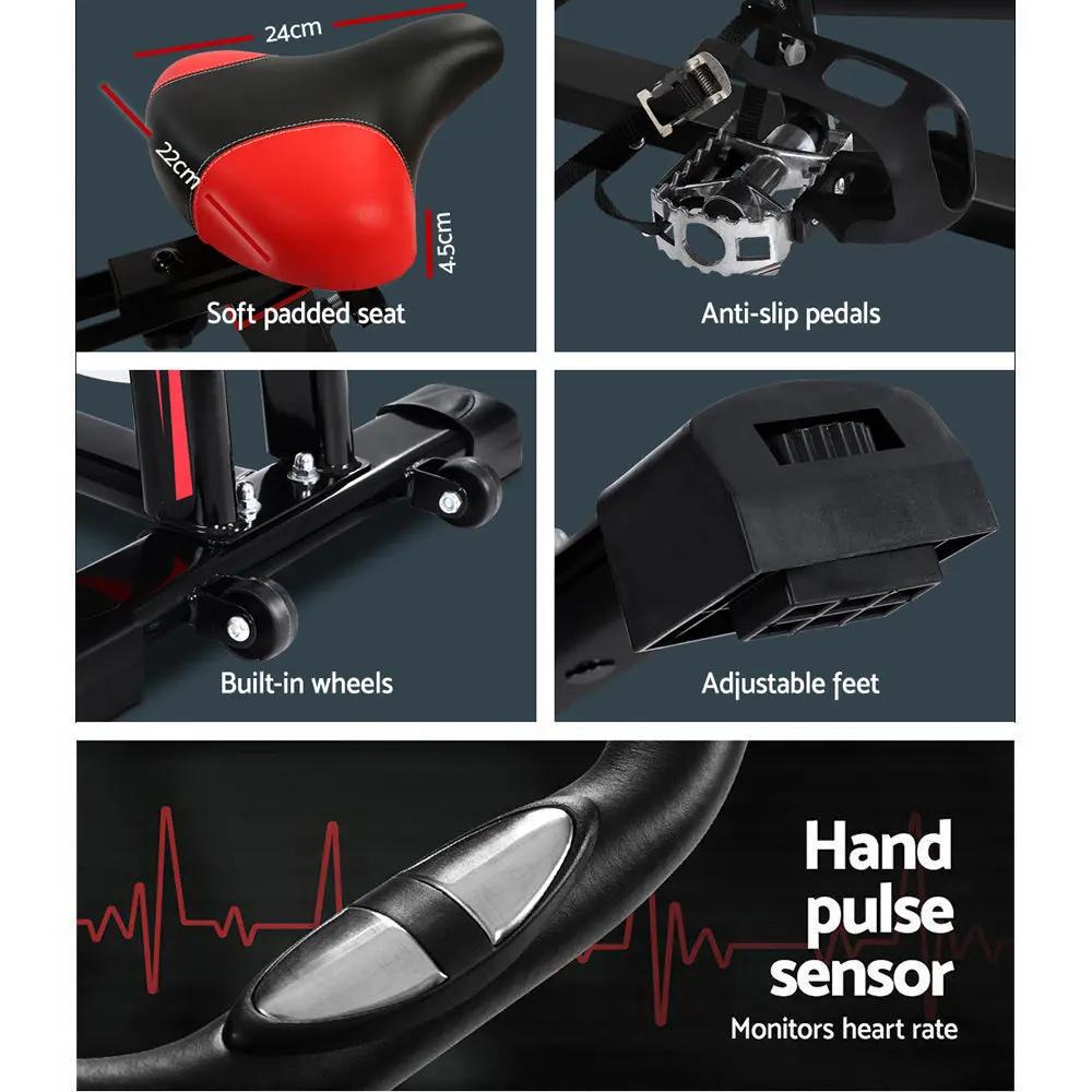 Spin Exercise Bike Flywheel Fitness Commercial Home Workout Gym Machine Bonus Phone Holder Black Deals499