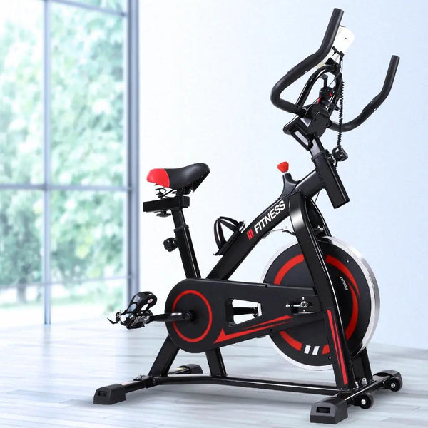 Spin Exercise Bike Flywheel Fitness Commercial Home Workout Gym Machine Bonus Phone Holder Black Deals499