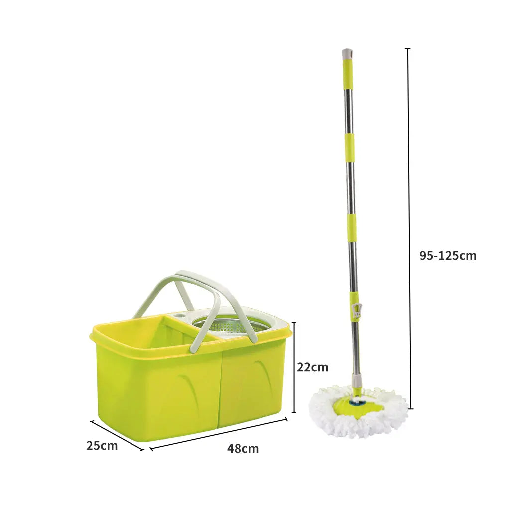 Spin Mop Bucket Set 360° Spinning Stainless Steel Rotating Wet Dry Microfiber AU Deals499