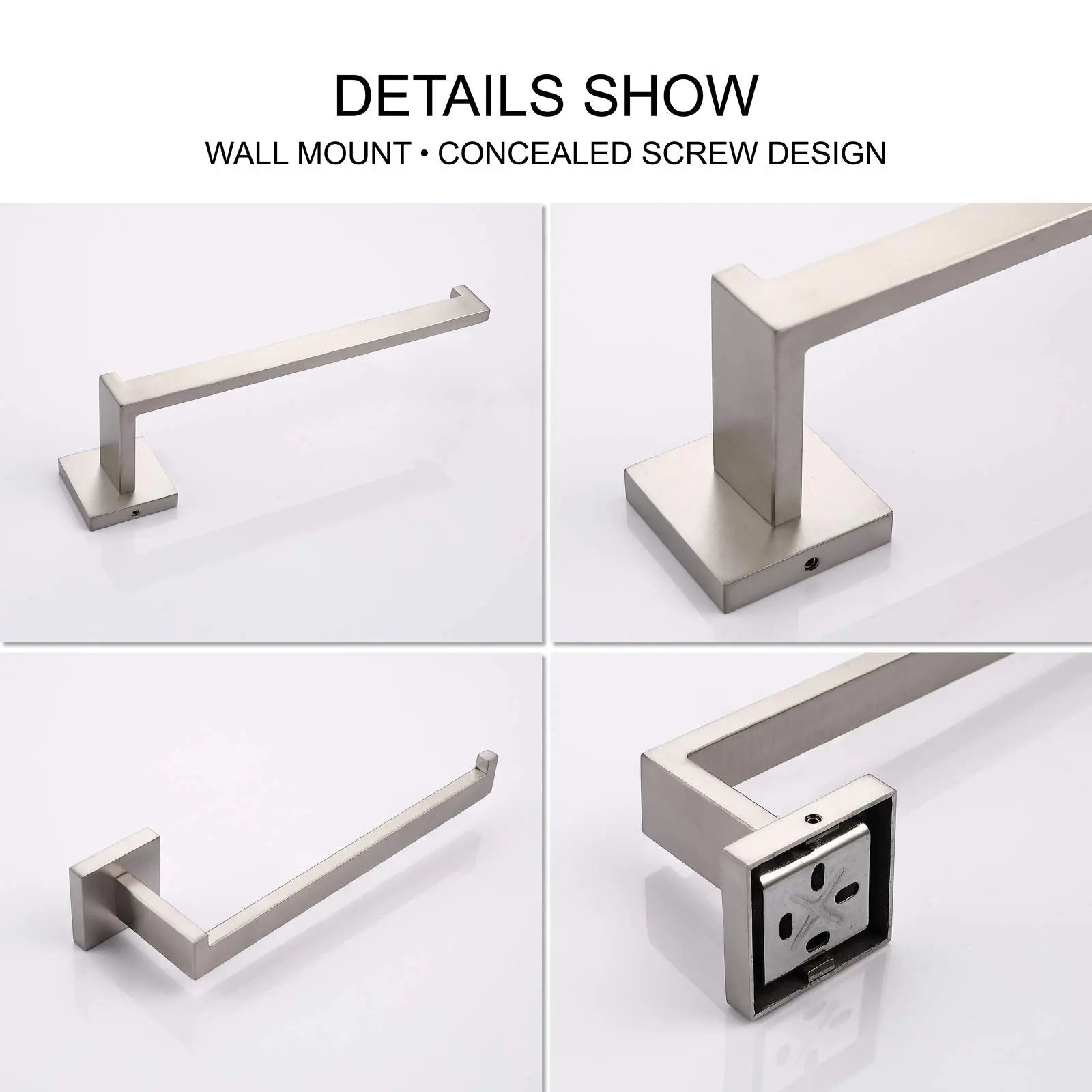 Square Hand Towel Holder Ring Wall Mounted Modern Towel Bar Bathroom Kitchen Deals499