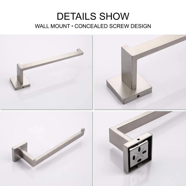 Square Hand Towel Holder Ring Wall Mounted Modern Towel Bar Bathroom Kitchen Deals499