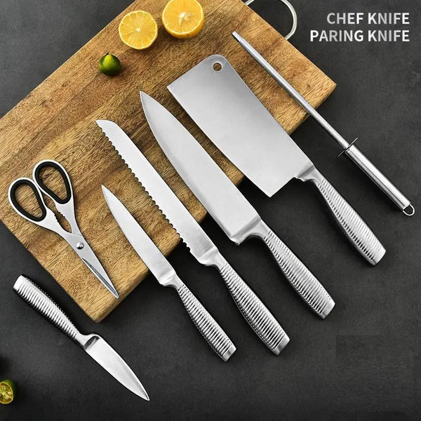 Stainless Steel 8PC Kitchen Chef Knife Block Set Knives Scissor Sharpener AU Deals499