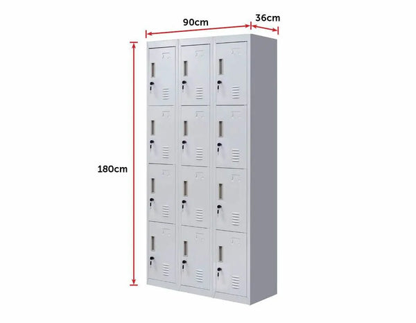 Standard locks 12 Door Locker for Office Gym - Light Grey Deals499