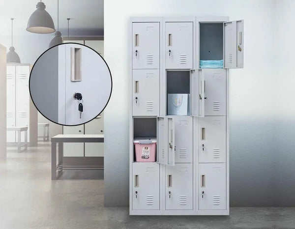 Standard locks 12 Door Locker for Office Gym - Light Grey Deals499