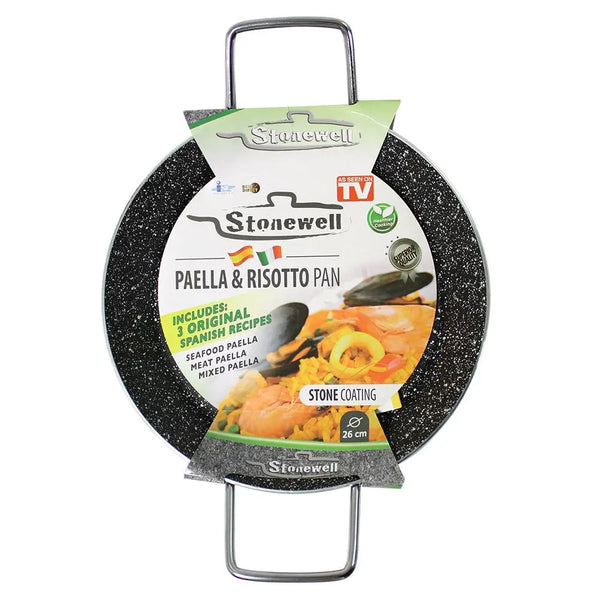 Stonewell 26cm Paella Pan Kitchen Non Stick Cookware Stone Black Deals499