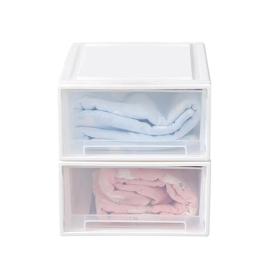Storage Drawers Set Cabinet Tool Organiser Box  Drawer Plastic Stackable 2PK S Deals499