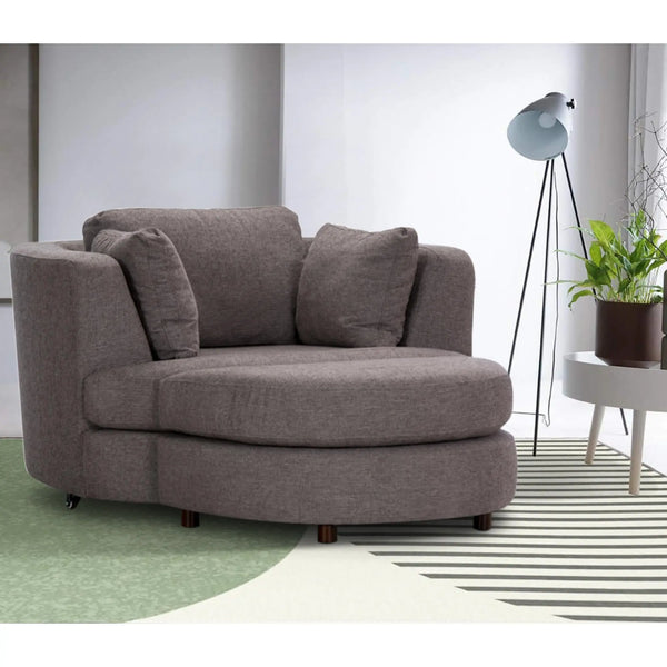 Sunshine Single Sofa Chair Fabric Swivel Ottoman - Grey Deals499