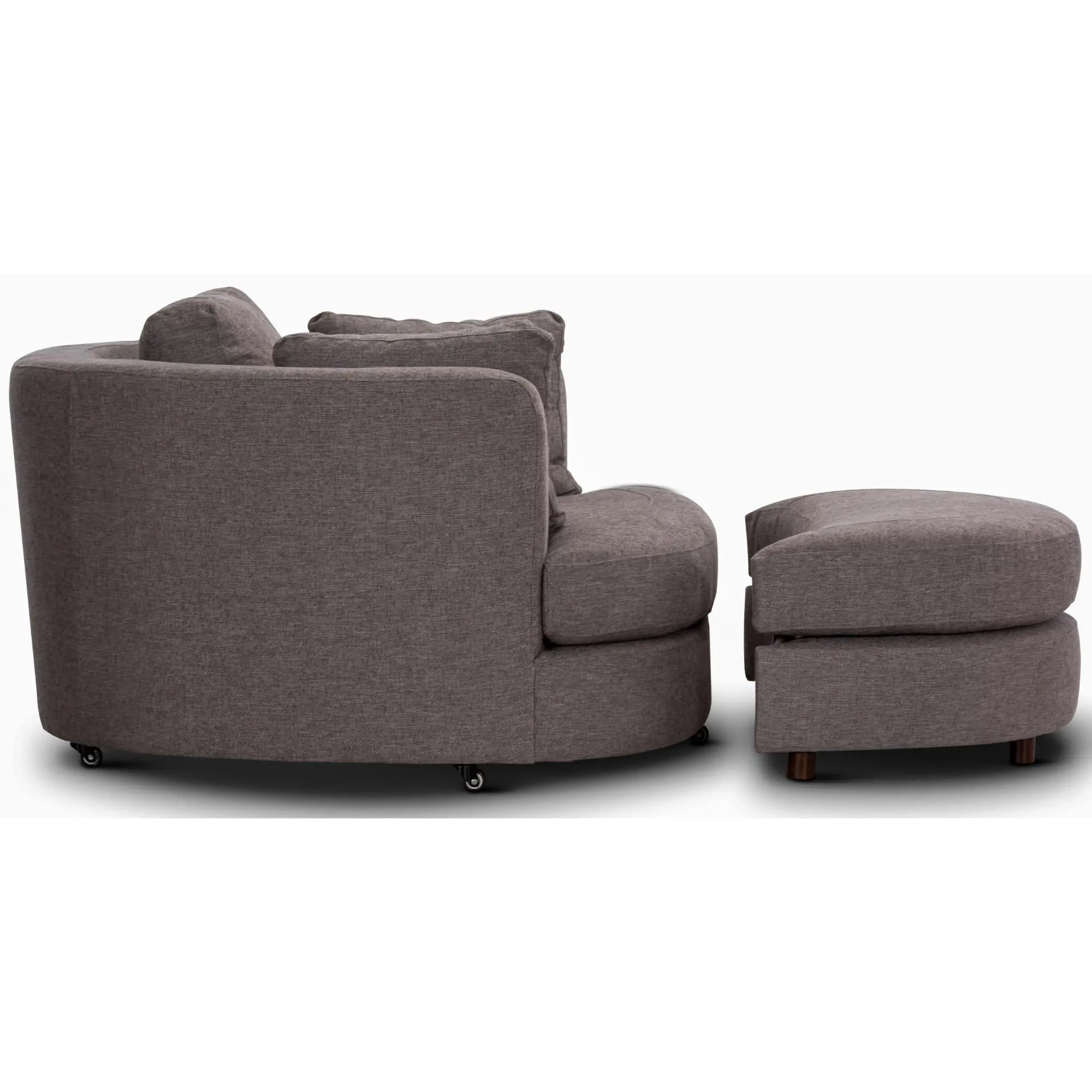 Sunshine Single Sofa Love Chair Fabric Swivel Armchair Ottoman Set - Grey Deals499