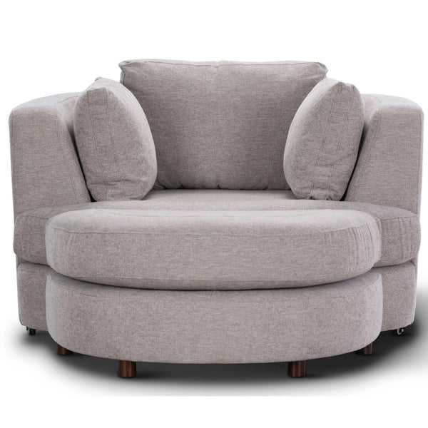 Sunshine Single Sofa Love Chair Fabric Swivel Armchair Ottoman Set - Steel Deals499
