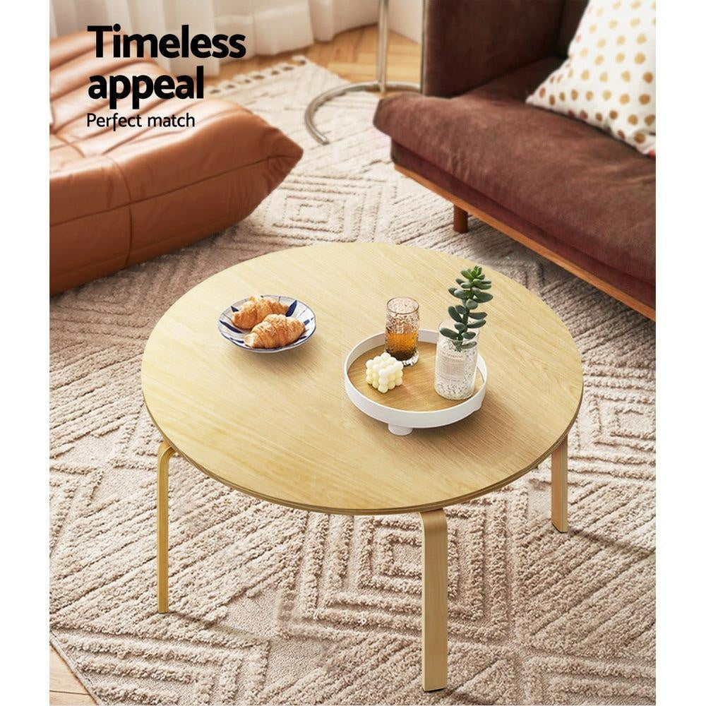 Artiss Coffee Table Round Side End Tables Bedside Furniture Wooden 90CM Deals499