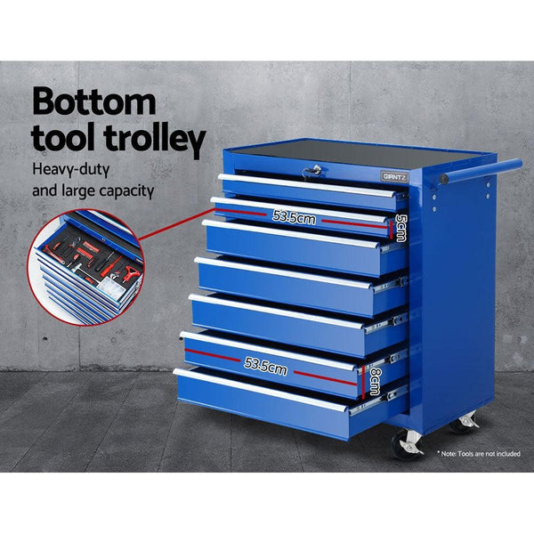Giantz 17 Drawers Tool Box Trolley Chest Cabinet Cart Garage Mechanic Toolbox Blue Deals499