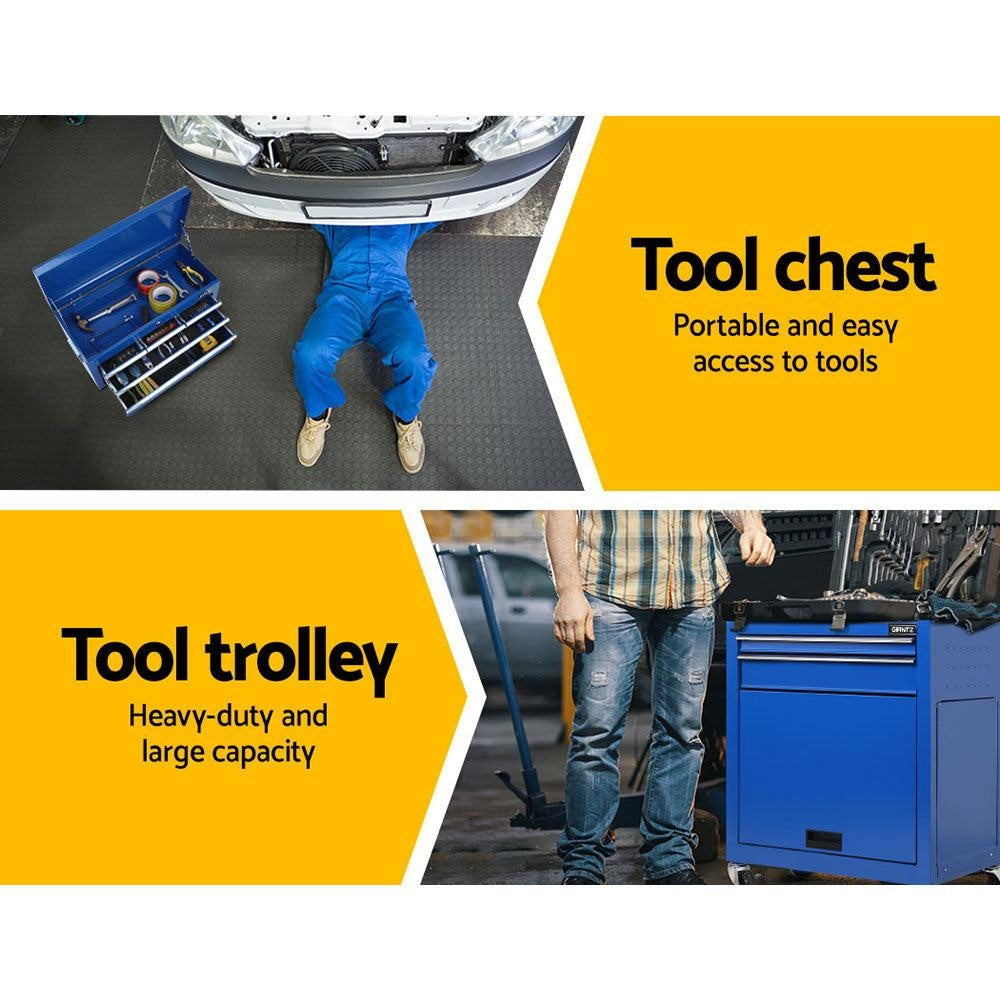 Giantz 7 Drawer Tool Box Cabinet Chest Storage Garage Toolbox Organiser Set Blue Deals499