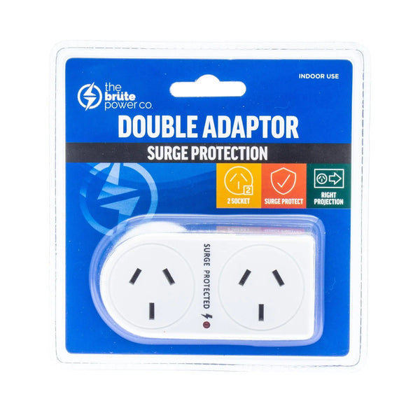 THE BRUTE POWER CO. Double Adaptor - Flat Right + Surge Protection THE BRUTE POWER CO