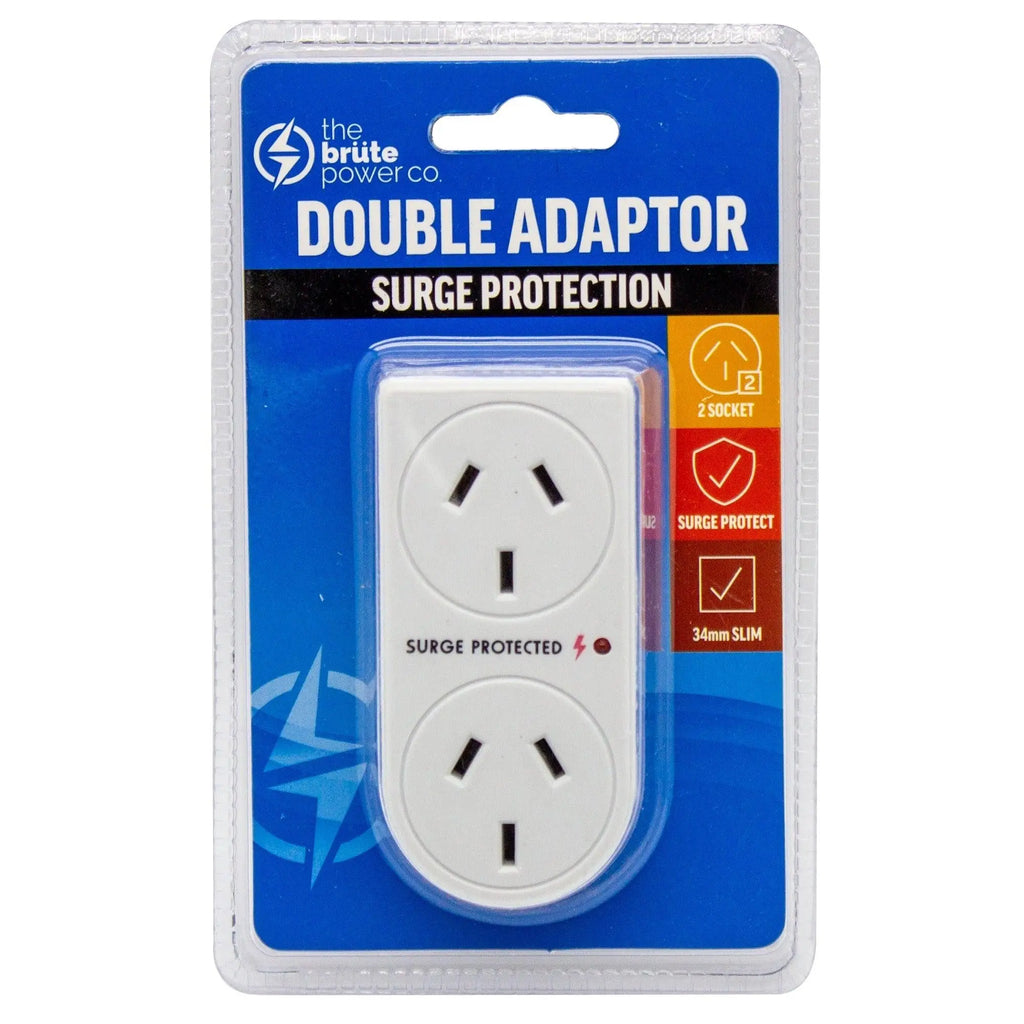 THE BRUTE POWER CO. Double Adaptor - Vertical + Surge Protection THE BRUTE POWER CO