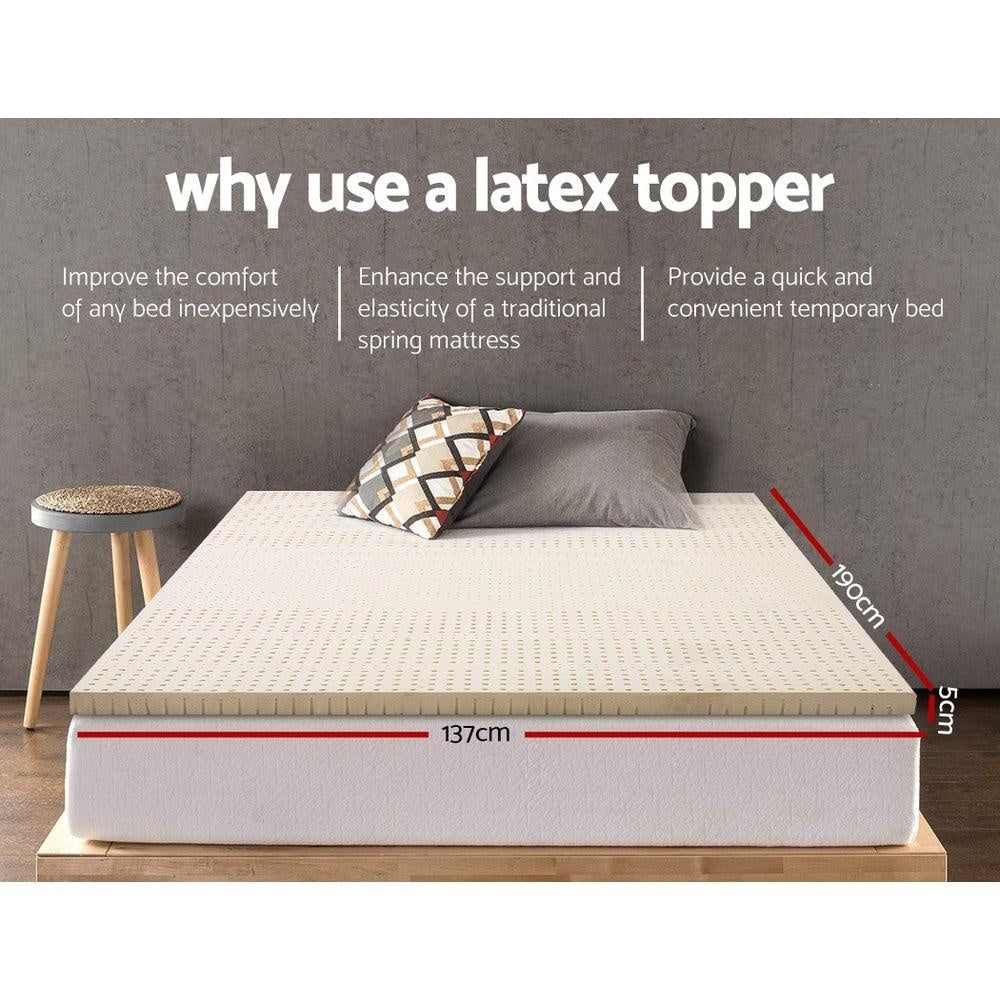 Giselle Bedding Pure Natural Latex Mattress Topper 7 Zone 5cm Double Giselle