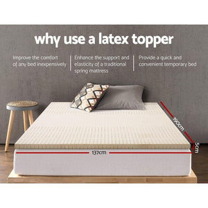 Giselle Bedding Pure Natural Latex Mattress Topper 7 Zone 5cm Double Giselle