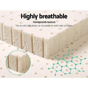 Giselle Bedding Pure Natural Latex Mattress Topper 7 Zone 5cm Double Giselle