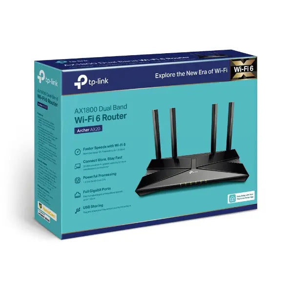 TP-LINK Archer AX20 AX1800 Dual-Band Wi-Fi 6 Router, MU-MIMO, OFDMA, 4 Fixed Omni Directional Antenna (WIFI6) TP-LINK