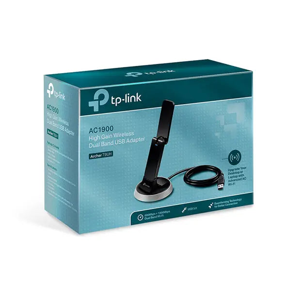 TP-LINK Archer T9UH AC1900 High Gain Wireless Dual Band USB Network Adapter 1900Mbps (600Mpbs @ 2.4GHz & 1300Mbps @ 5GHz) USB3.0 Omni Directional Ant. TP-LINK