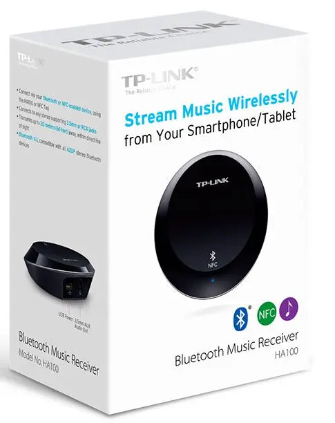 TP-LINK HA100 Bluetooth NFC Music Audio Receiver Transmitter up to 20 meters 3.5mm RCA 5V 1A USB Power for iPhone iPad Android Windows Smartphone TP-LINK