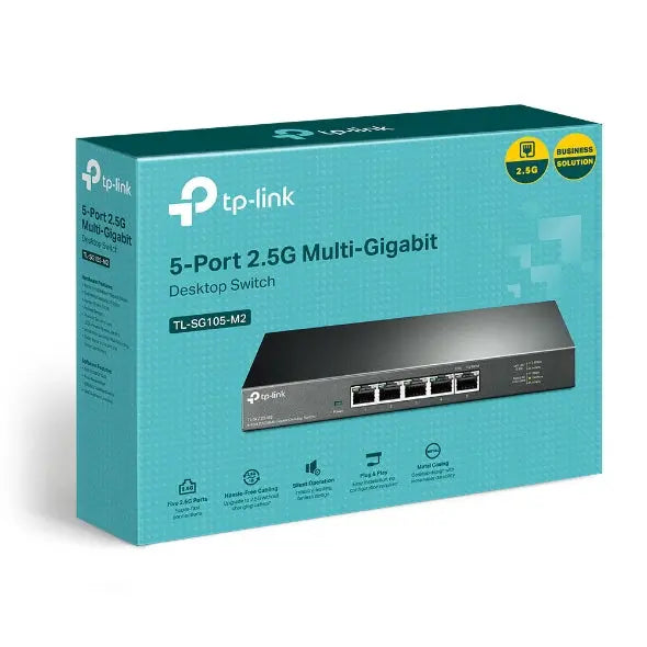 TP-LINK TL-SG105-M2 5-Port 2.5G Desktop Switch, Up To 25Gbps of Switching Capacity, 2.5G WiFi 6 AP, 4K Video, Wall-Mountable, Plug and Play, Fanless TP-LINK
