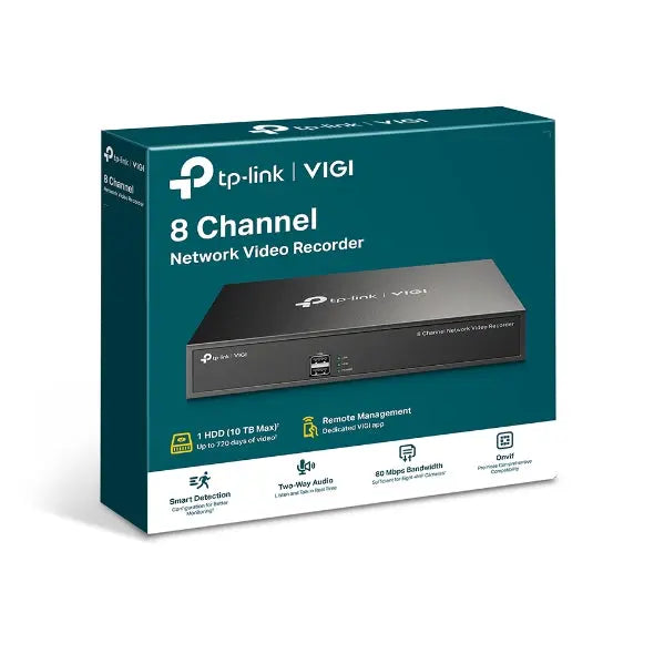 TP-LINK VIGI NVR1008H VIGI 8 Channel Network Video Recorder, 24/7 Continuous Recording, up to 10TB storage, 4 Channel Simultaneous Playback, H.265+ TP-LINK