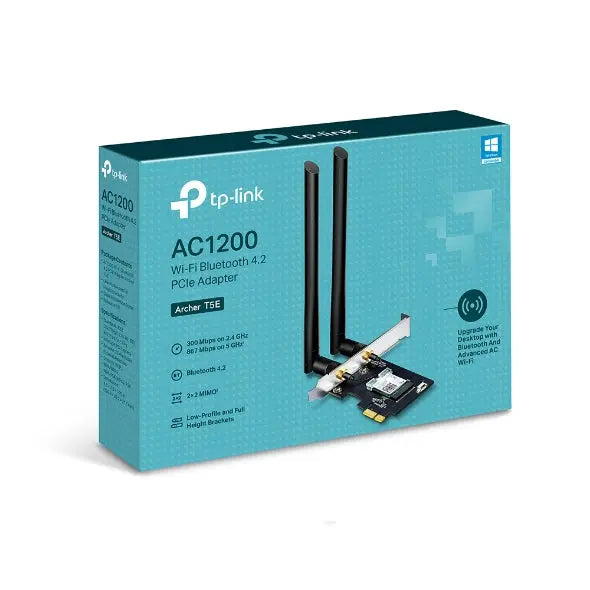 TP-Link Archer T5E AC1200 Wireless Dual Band PCle Adapter With Bluetooth 4.2, 867Mbps @ 5GHz, 300Mbps @2.4GHz TP-LINK