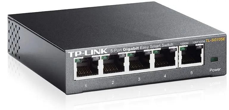 TP-Link SG105E 5-Port Gigabit Desktop Easy Smart Switch, 5 10/100/1000Mbps RJ45 Ports, MTU/Port/Tag-based VLAN, QoS, IGMP Snooping TP-LINK