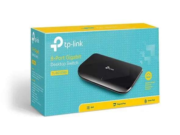 TP-Link TL-SG1008D 8-Port Gigabit Unmanaged Switch Desktop Wall-Mounting Plastic Case Fanless Supports MAC address 802.1p/DSCP QoS TP-LINK