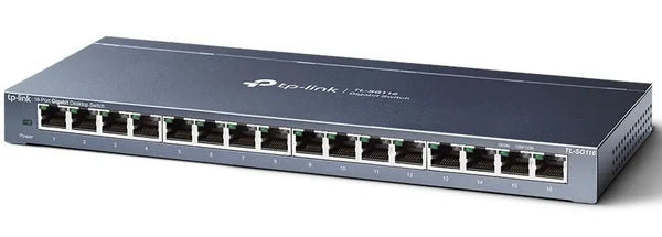 TP-Link TL-SG116 16-Port Gigabit Unmanaged Desktop/Wall Mounting Switch 32Gbps Capacity 23.81Mpps 8K MAC 4.1Mb Buffer Fanless TP-LINK