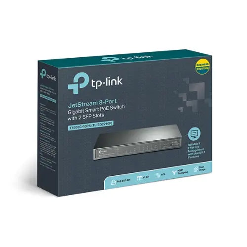 TP-Link TL-SG2210P 8-Port Gigabit Smart PoE Switch with 2 SFP Slots L2/L3/L4 QoS and IGMP Snooping WEB/CLI Managed 53W, Fanless TP-LINK