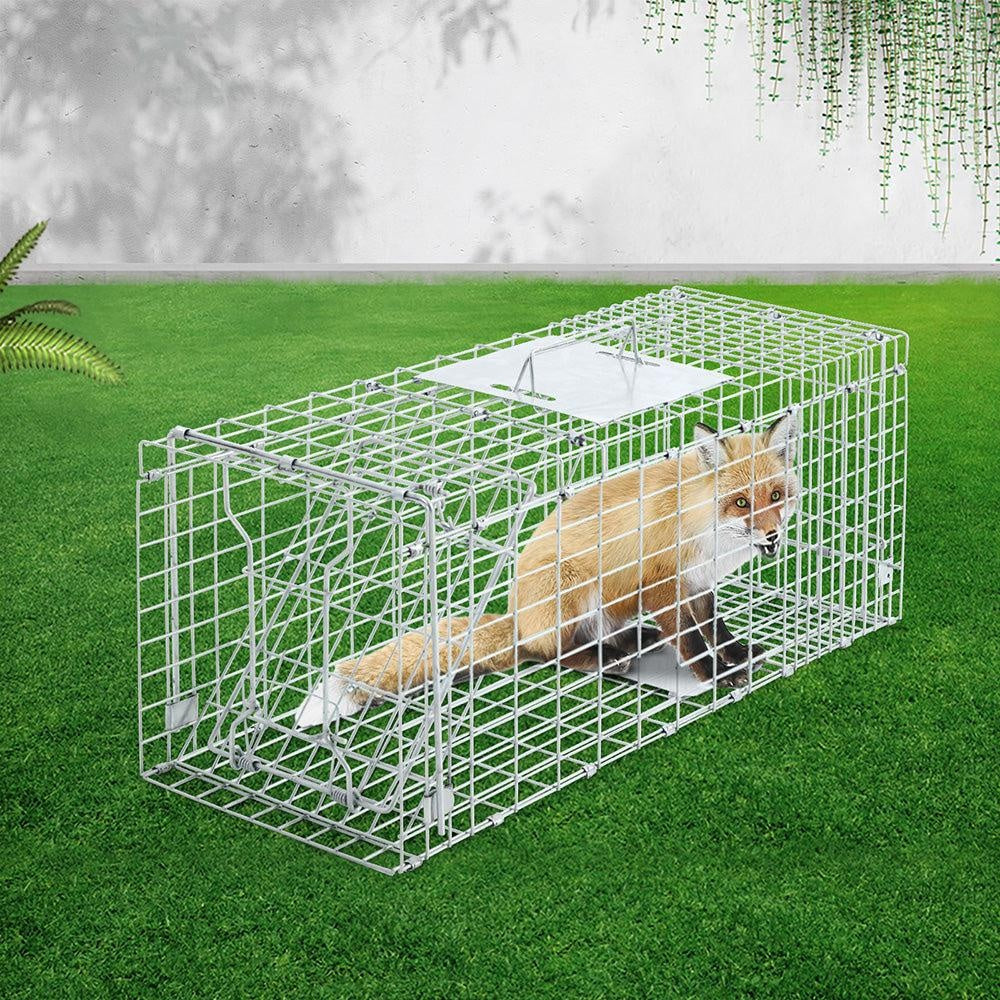 Humane Animal Trap Cage 94 x 34 x 36cm  - Silver Deals499