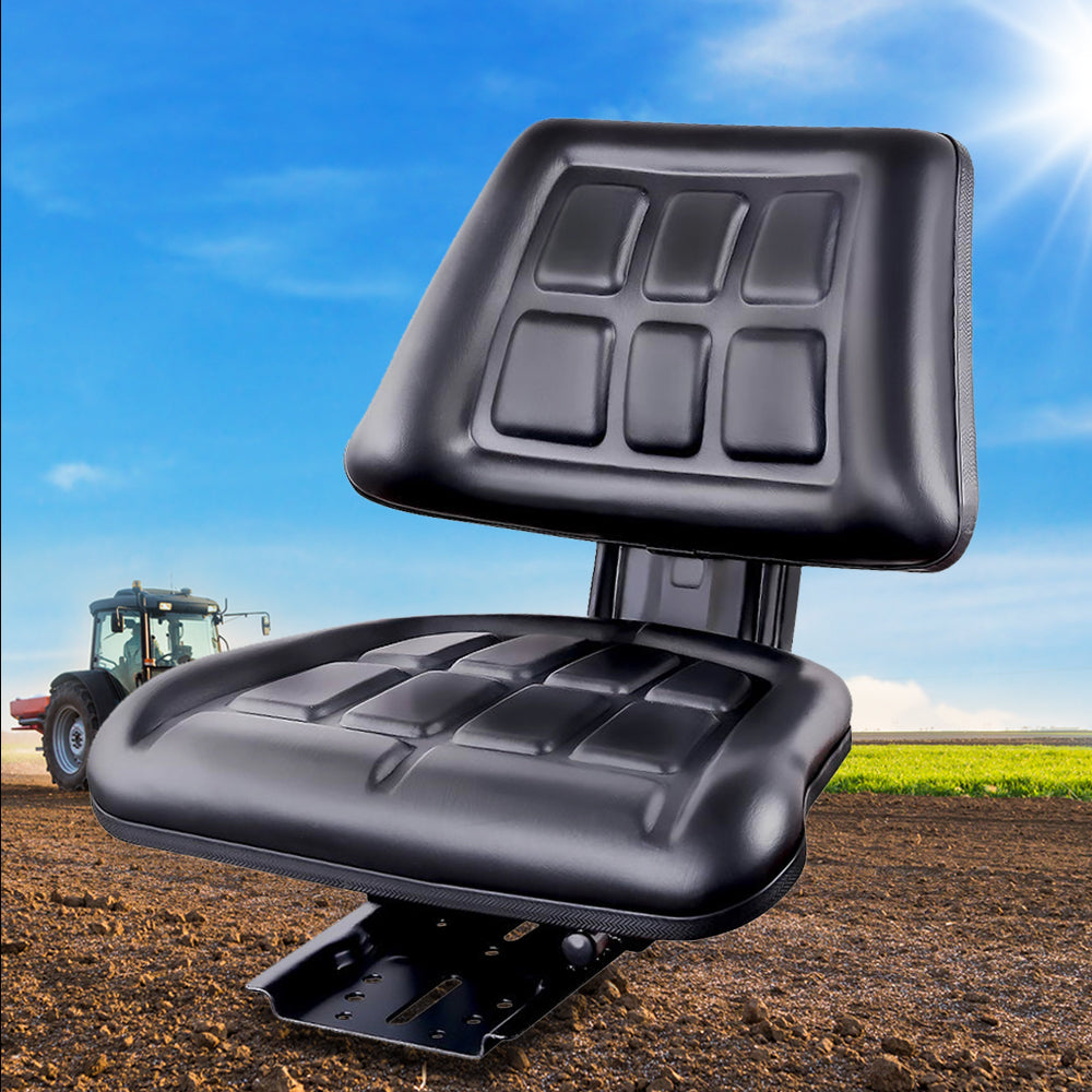 Giantz PU Leather Tractor Seat with Sliding Track - Black Deals499