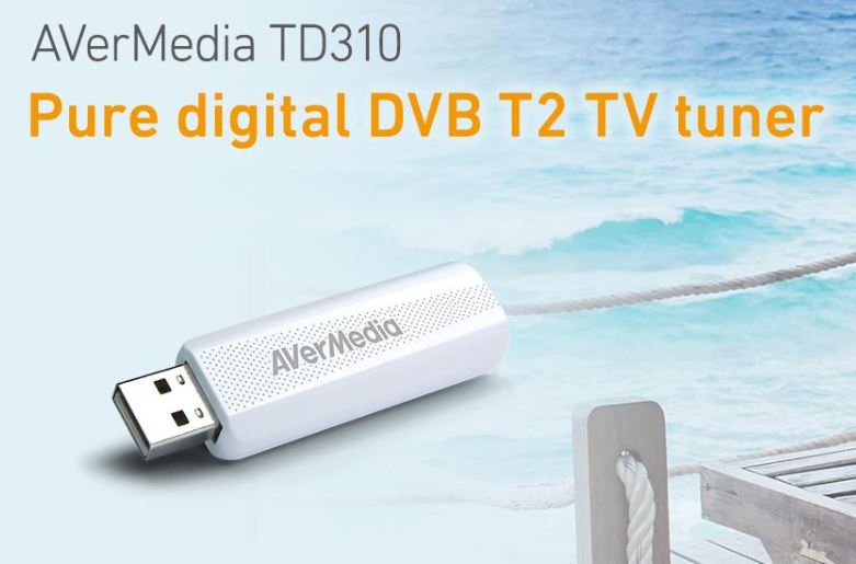 AVERMEDIA TD310 TV Tuner, DVBT2, DVBT, DVB-C, USB 2.0, Remote, High-Gain Antenna. Ultra Portable AVERMEDIA