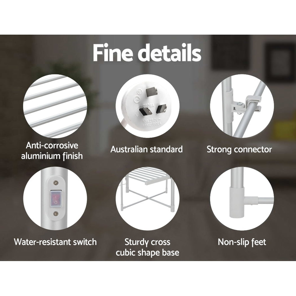 Devanti Electric Heated Towel Clothes Rail Rack Airer Dryer Warmer Stand 300W from Deals499 at Deals499