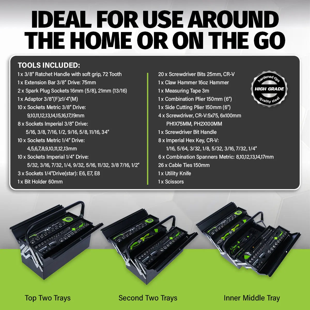 Taipan 126PCE 5 Tray Cantilever Metal Tool Set Premium Chrome Vanadium Steel Deals499