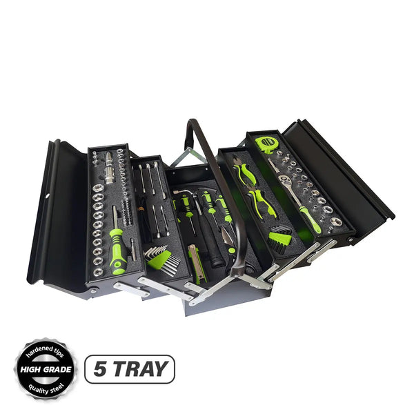 Taipan 126PCE 5 Tray Cantilever Metal Tool Set Premium Chrome Vanadium Steel Deals499