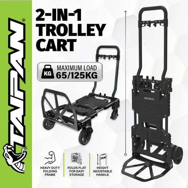 Taipan 65-125KG Foldable Trolley Cart Aluminium 2-In-1 Design Adjustable Deals499