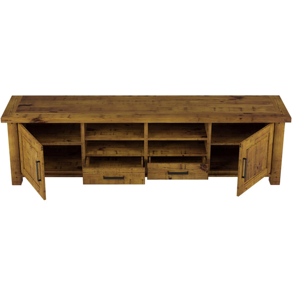 Teasel ETU Entertainment TV Unit 240cm 2 Drawer Solid Pine Wood - Rustic Oak Deals499
