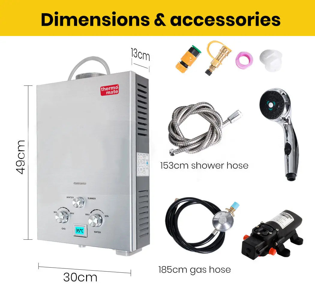 Thermomate Outdoor Water Heater Gas Camping Hot Portable Tankless Shower Pump Deals499