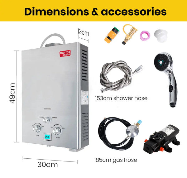 Thermomate Outdoor Water Heater Gas Camping Hot Portable Tankless Shower Pump Deals499