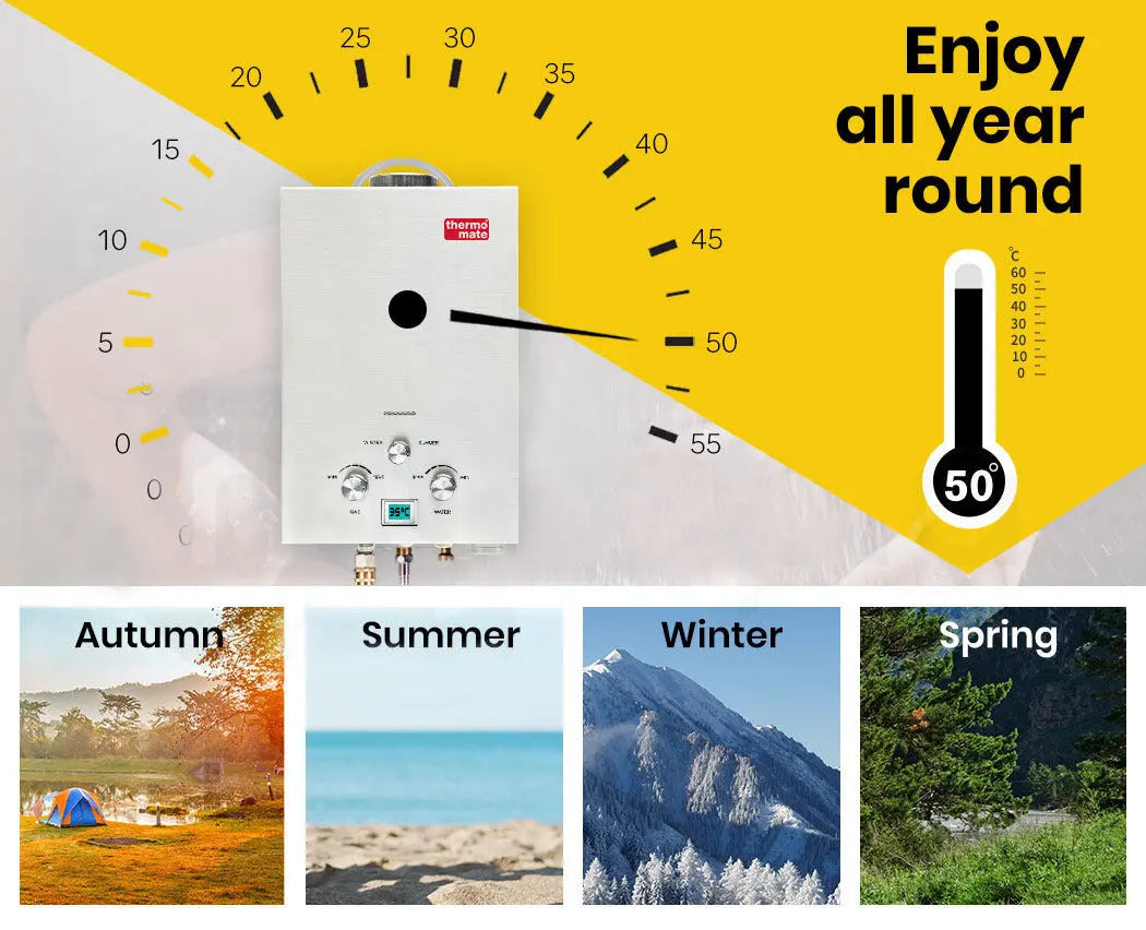 Thermomate Outdoor Water Heater Gas Camping Hot Portable Tankless Shower Pump Deals499