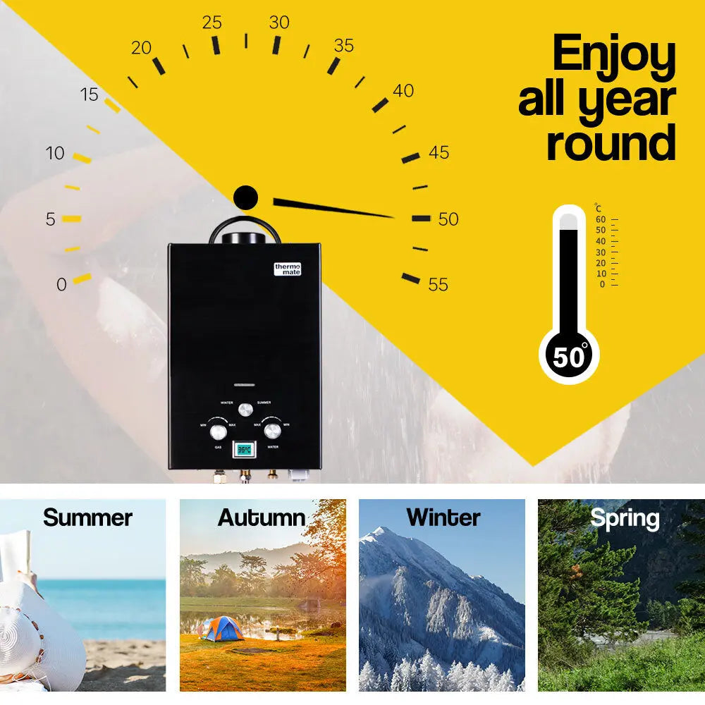 Thermomate Outdoor Water Heater Gas Camping Portable Tankless Hot Shower Deals499
